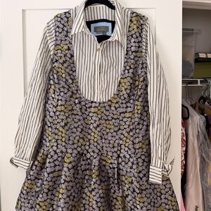 Anthropologie Black and Gold Floral Formal Dress